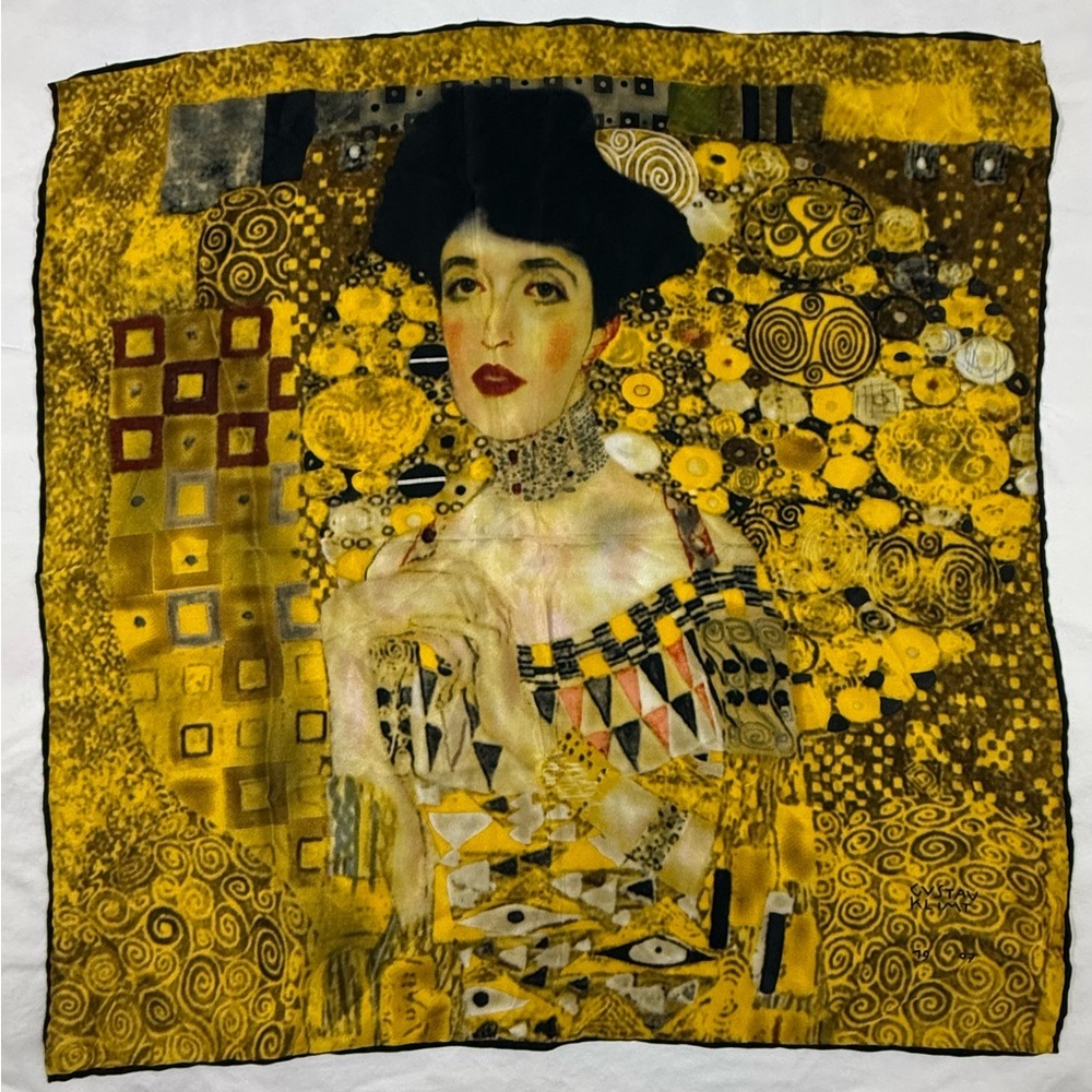 Gustav Klimt 1907 Adele Bloch-Bauer Art Print Scarf Gold Portrait Square 20”